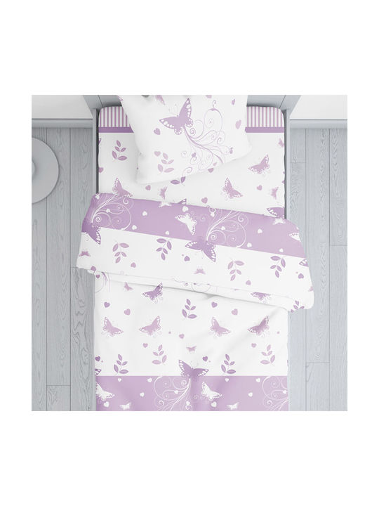 Viopros Sheet Set Single Cotton Valeria Lilac 160x275cm 3pcs