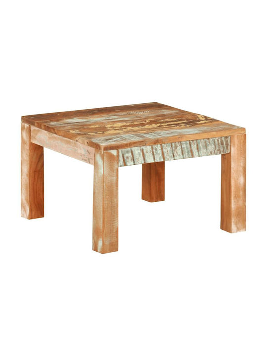 Square Central Coffee Table Made of Solid Wood Multicolour W55xL55xH35cm