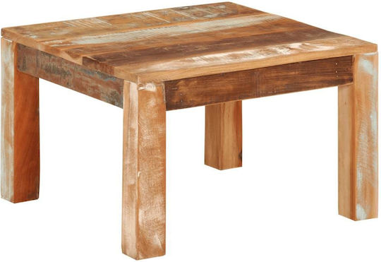 Square Central Coffee Table Made of Solid Wood Multicolour W55xL55xH35cm