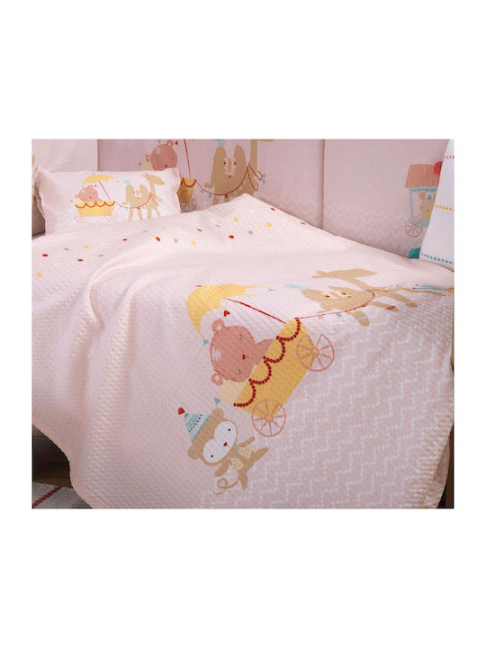 Nef-Nef Homeware Κουβέρτα Κούνιας Exploring Together Πικέ Ροζ 110x150εκ.