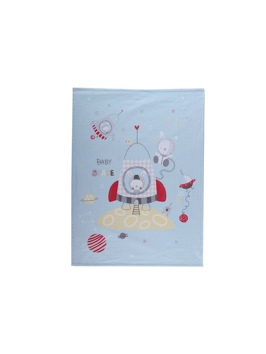 Nef-Nef Homeware Decke Kinderbett Space Waffel Hellblau 110x150cm 030489