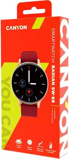 Canyon Badian 45mm Smartwatch με Παλμογράφο (Κόκκινο)