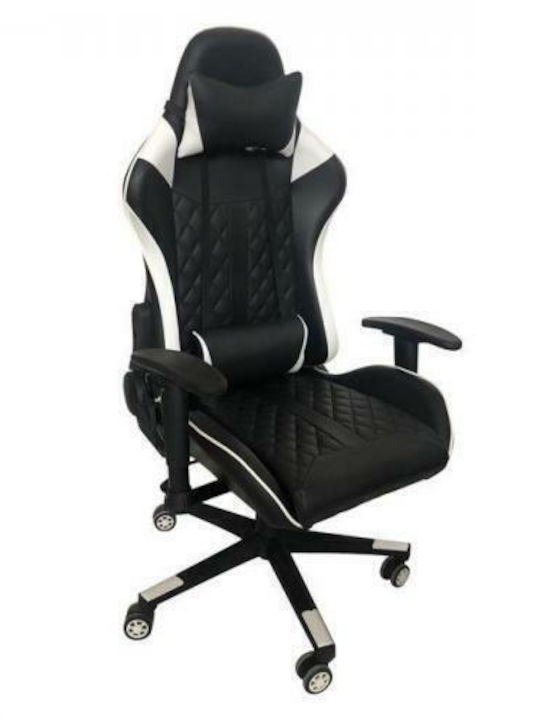 HomeMarkt HM1146.04 Καρέκλα Gaming Δερματίνης με Ρυθμιζόμενα Μπράτσα Λευκή