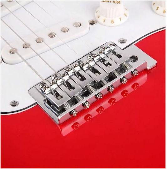 Timeless Tools Комплект Електрическа Китара Stratocaster с SSS Конфигурация на Пикапите Червено с Калъф