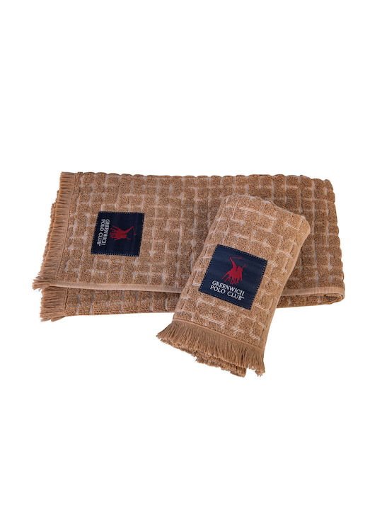 Greenwich Polo Club 2704 Towel made of 100% Cotton in Brown Color 60x40cm 2pcs