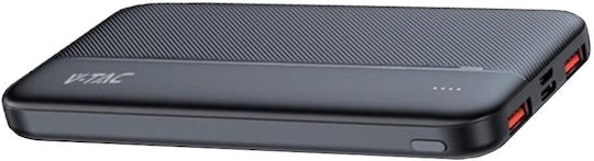 V-TAC Power Bank 10000mAh με Θύρα USB-A και Θύρα USB-C Μαύρο