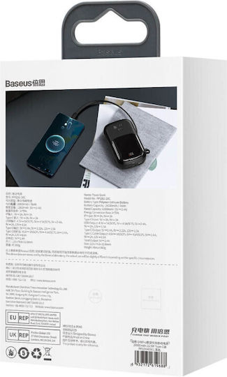 Baseus Qpow Digital Display Power Bank 20000mAh 22.5W с USB-A порт и 2 USB-C порта Черен