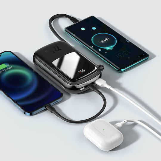 Baseus Qpow Digital Display Power Bank 20000mAh 22.5W с USB-A порт и 2 USB-C порта Черен