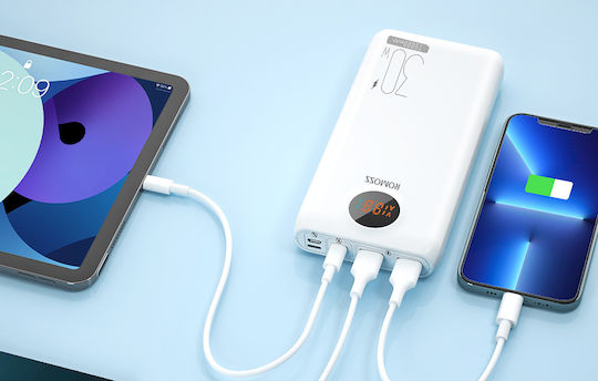 Romoss SW20S Pro Power Bank 20000mAh 30W με 2 Θύρες USB-A και Θύρα USB-C Quick Charge 4.0 Λευκό