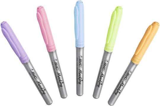 BIC Marking Pastel Ανεξίτηλοι Μαρκαδόροι Παστέλ Σετ 5 χρώματα