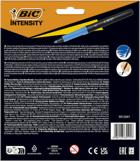 Bic Intensity Premium Маркери за рисуване с черно тяло и удобна гумена дръжка Комплект 24бр