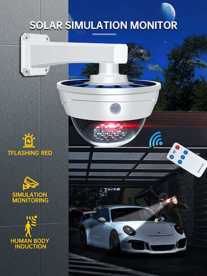 Solar Dummy Surveillance Dome Camera with LED Lighting White