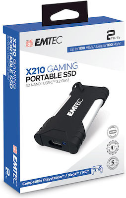 Emtec X210G Gaming USB-C Externe SSD 500GB 2.5" Schwarz