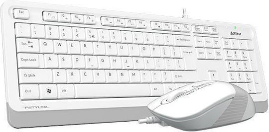 A4Tech F1010 Σετ Πληκτρολόγιο & Ποντίκι Αγγλικό US Λευκό