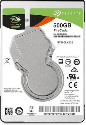 Seagate Firecuda 500ГБ Хард диск Σκληρи дискове 2.5" SATA III 5400оборотивминута с 128МБ Кеш за Настолен компютър / Лаптоп ST500LX025
