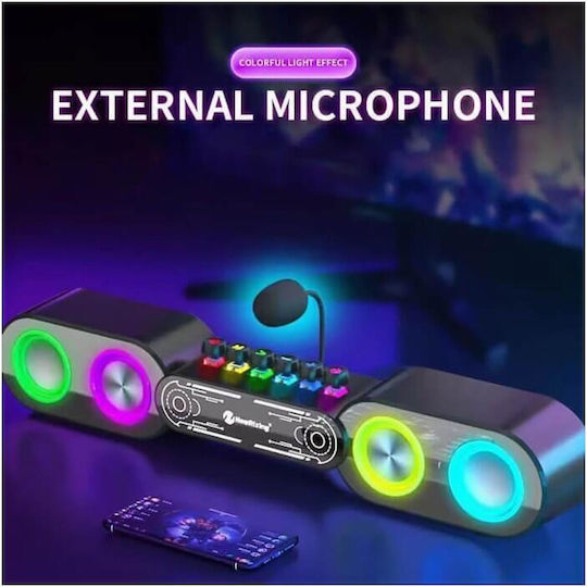 Andowl New Rixing NR-666 2.0 Speakers with RGB and Bluetooth 10W Black