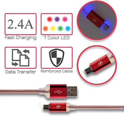 Geflochten / LED USB 2.0 auf Micro-USB-Kabel Rot 1m (1018.105) 1Stück