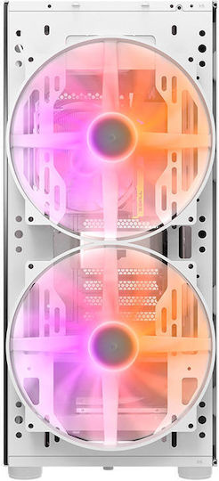 Darkflash DK360 Gaming Midi Tower Κουτί Υπολογιστή με Πλαϊνό Παράθυρο Λευκό