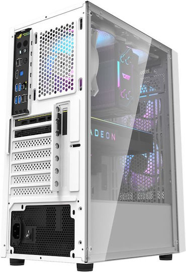 Darkflash A290 Геймърско бюро Midi Tower Компютърна кутия със страничен прозорец White