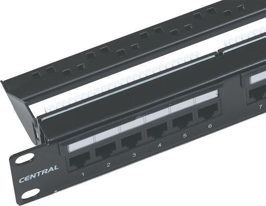 Central Patch Panel Unshielded για Rack 1U 19" 24 Θυρών cat6 Γκρι