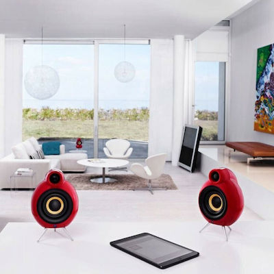 Scandyna Podspeakers MicroPod Bluetooth MKII (Pair) Bluetooth-Lautsprecher 10W mit Batterielaufzeit bis zu 8 Stunden Rot