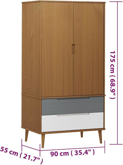 Molde Δίφυλλη Ντουλάπα 90x55x175cm