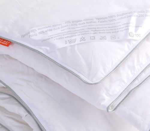Nef-Nef Homeware Πάπλωμα Μονό Πουπουλένιο 160x220εκ. Duck Down 60/40 White Linen 210 GSM 10 togs