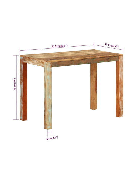 Table Dining Room from Solid Wood Natural 110x55x76cm