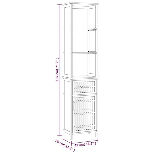 vidaXL Στήλη Μπάνιου Δαπέδου Μ42xΒ29xΥ182cm Καρυδί