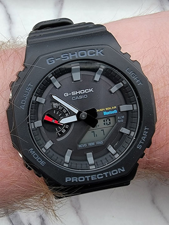 Casio G-Shock Ανδρικό Ρολόι 45.4mm Χρονογράφος Solar με Μαύρο Καουτσούκ Λουράκι