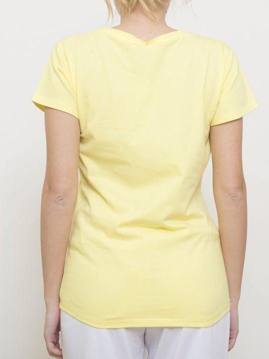 Russell Athletic Γυναικείο T-shirt Κίτρινο με Στάμπα