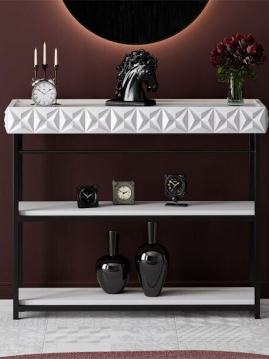 PWF-0629 Console Table Wood & Metal White / Black L102xW32xH83cm