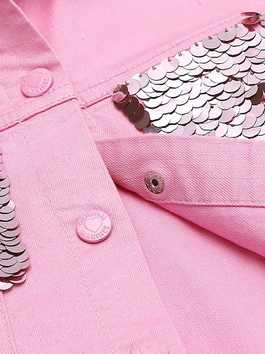 Kinder Jeansjacke Kurz Rosa