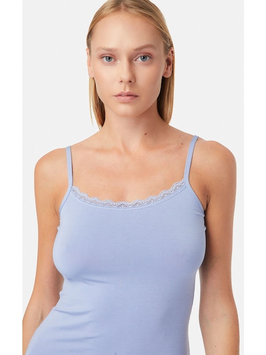 Fimelle Women's T-Shirt with Spaghetti Strap Light Blue