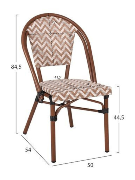 Outdoor-Stuhl Aluminium Bamboo Look Braun 50x54x84.5εκ.