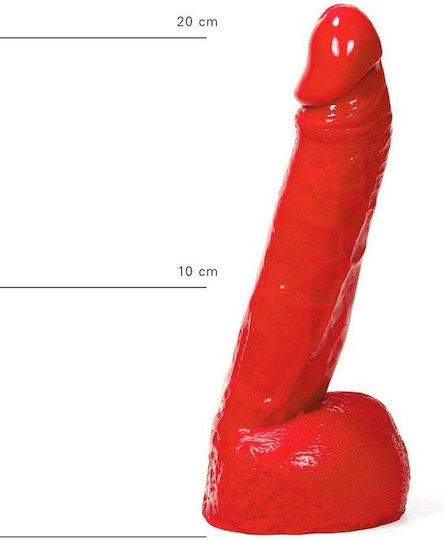 All Black All Red Glass Dildo with Scrotum Red 21cm