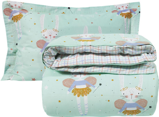 Das Home 4841 Set Kinderbettbezug Einzel mit Kissenbezug Lilac/Mint 160x240cm