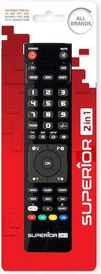 Superior Electronics Universal Remote Control Slim 2in1 for CD-DVD Players , Τηλεοράσεις and Ψηφιακούς Δέκτες