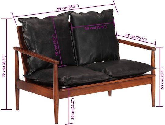 Zweisitzer Sofa Echtes Leder Braun 116x69x72cm