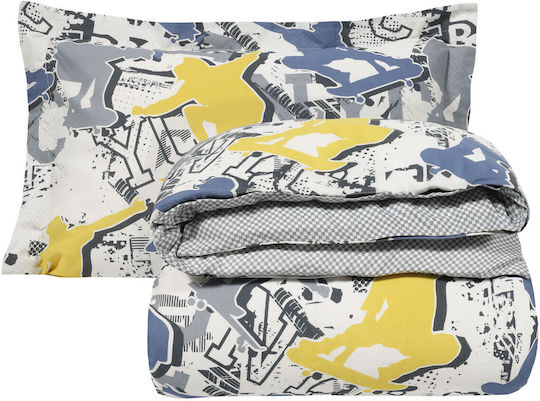 Das Home 4842 Set Kinderbettbezug Einzel mit Kissenbezug Grey/Yellow 160x240cm