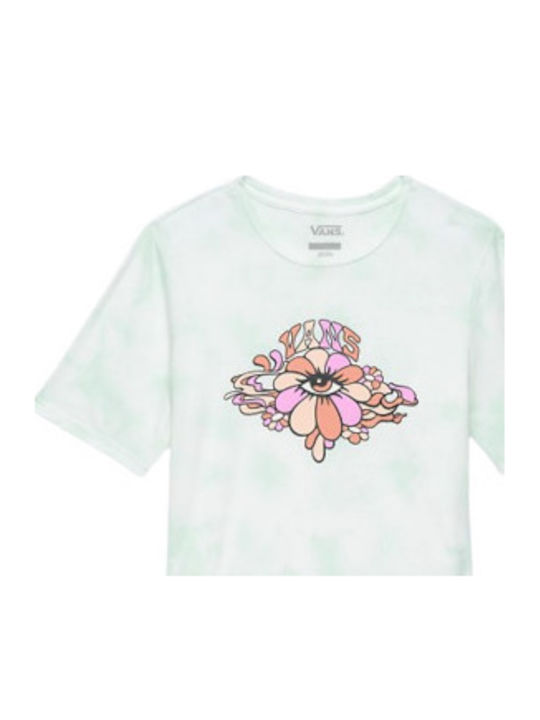 Psychedelic Eye Γυναικείο Καλοκαιρινό Crop Top Βαμβακερό Κοντομάνικο Πράσινο