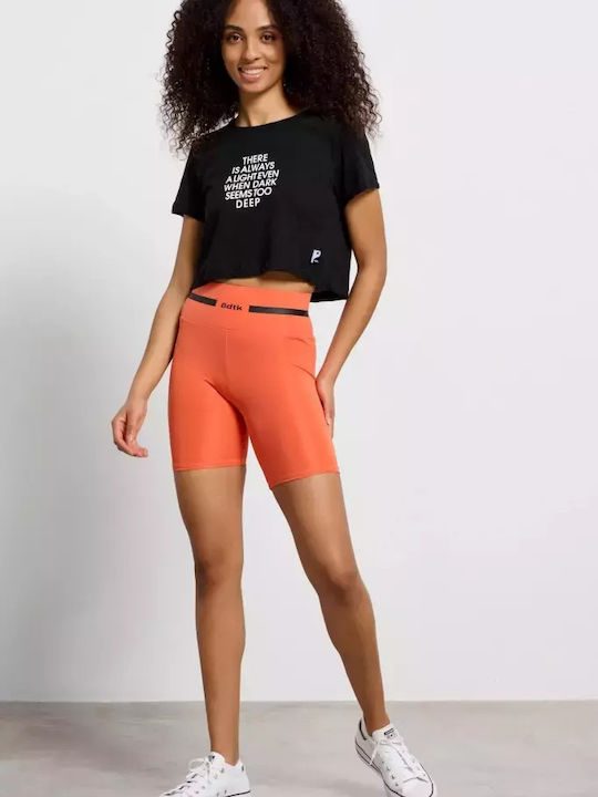 Women's Athletic Crop Top Short Sleeve Black