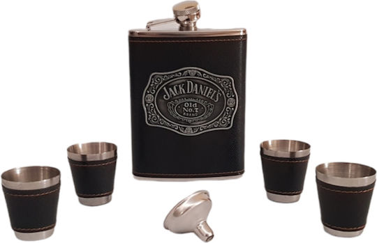 Jack Daniel's Комплект манерки Неръждаема стомана с фуния Черен 236мл