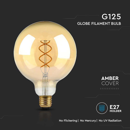 V-TAC Bec LED 5W 173mm pentru Soclu E27 și Formă G125 Alb cald 300lm