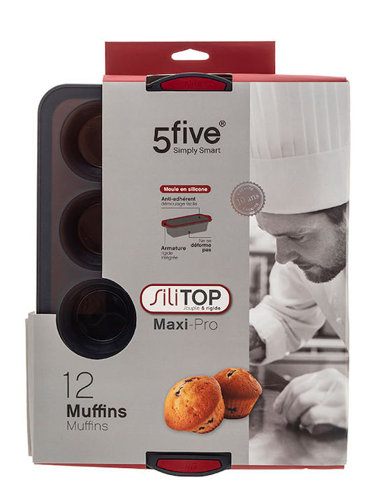 5Five No Coating Silicone Cupcakes & Muffins 12 Cups Baking Pan Silitop 40.1x30.7x5cm