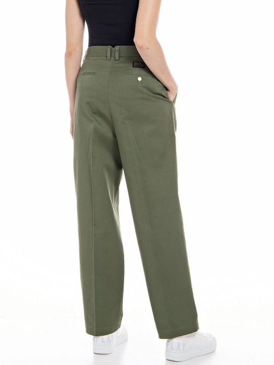 Replay Damen Stoff Hose Khaki