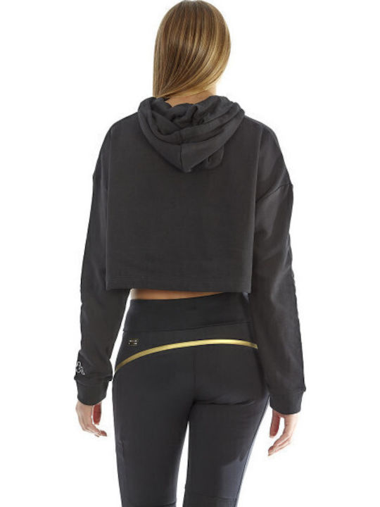Sona Gekürzt Damen Sweatshirt Kapuzen Schwarz