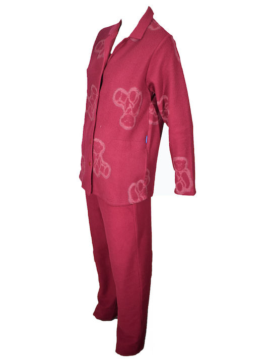 Triumph Winter Damen Pyjama-Set Baumwolle Burgundisch