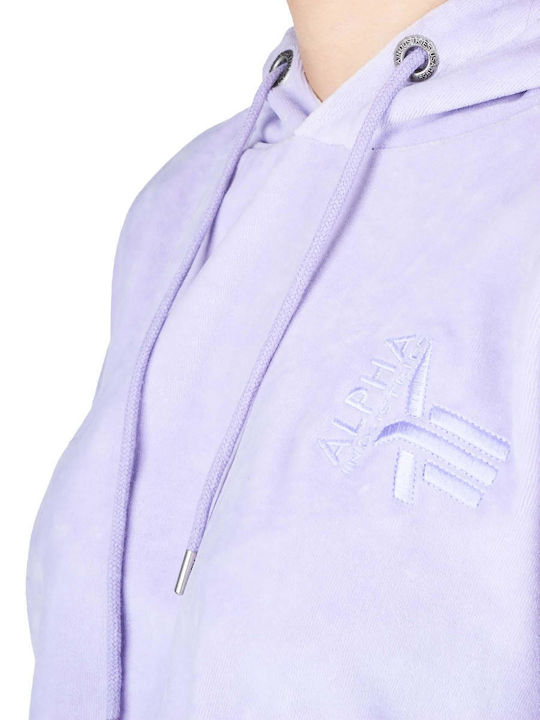 Women's Velvet Long Sleeve Hooded Blouse Purple