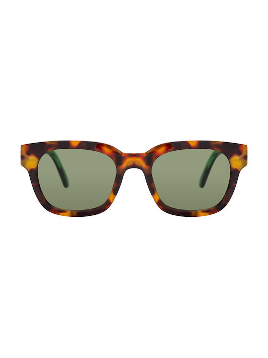 Mondo Sunglasses with Brown Tartaruga Acetate Frame and Green Lenses A16138-01